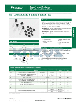 LXX8E8 datasheet - 0.8 Amp bi-directional solid state switch series is designed for AC switching