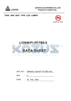 LY2040-P1-PF-TBS-X datasheet - TAPE AND BOX TYPE LED LAMPS