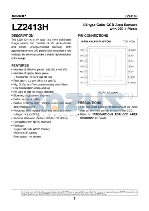 LZ2413H datasheet - 1/4-type Color CCD Area Sensors with 270 k Pixels