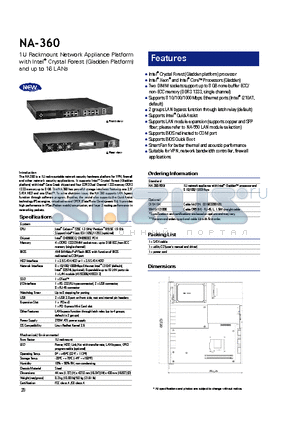 NA-360 datasheet - Supports BIOS Quick Boot