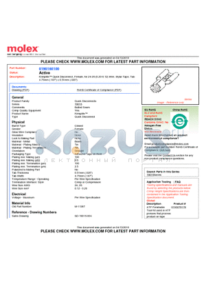 M-1136T datasheet - Krimptite Quick Disconnect, Female, for 24-26 (0.20-0.12) Wire, Mylar Tape, Tab4.75mm (.187