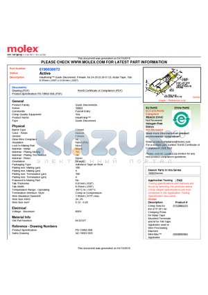 M-2212T datasheet - InsulKrimp Quick Disconnect, Female, for 24-26 (0.20-0.12), Mylar Tape, Tab6.35mm (.250