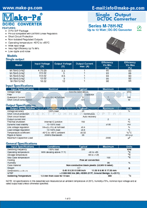 M-78H5.0-NZ datasheet - Single Output DC/DC Converter