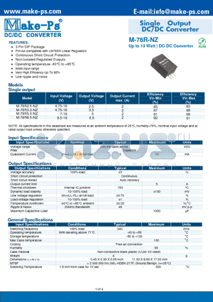 M-78R5.0-NZ datasheet - Single Output DC/DC Converter