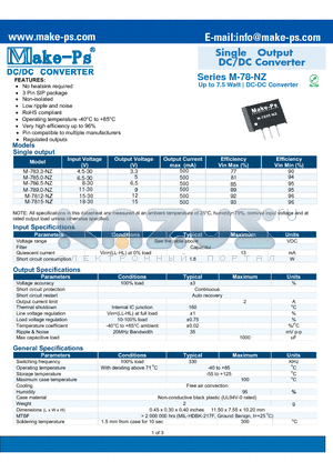 M-786.5-NZ datasheet - Single Output DC/DC Converter