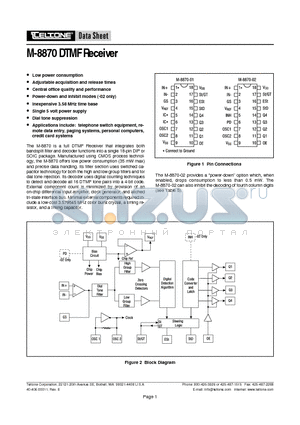 M-8870-01SMTR datasheet - DTMF Receiver