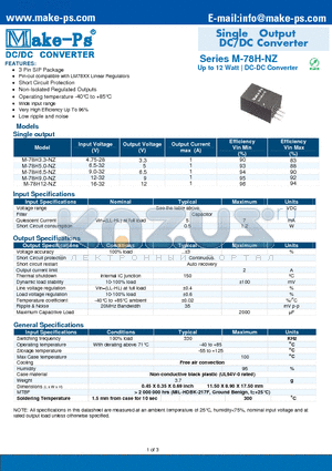 M-78H-NZ datasheet - Single Output DC/DC Converter