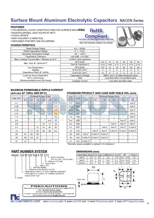 NACENR33K256.3X5.5TR13F datasheet - Surface Mount Aluminum Electrolytic Capacitors