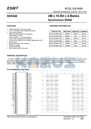 M12L128168A-6TIG datasheet - 2M x 16 Bit x 4 Banks Synchronous DRAM