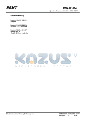 M12L32162A-7BVG datasheet - 1M x 16Bit x 2Banks Synchronous DRAM