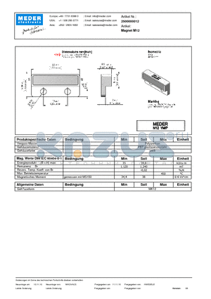 M12_DE datasheet - (deutsch) Magnet