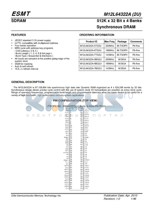 M12L64322A-7BG2U datasheet - 512K x 32 Bit x 4 Banks