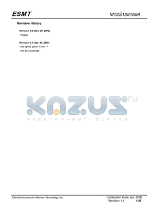 M12S128168A-6BG datasheet - 2M x 16 Bit x 4 Banks Synchronous DRAM