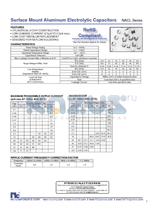 NACL datasheet - Surface Mount Aluminum Electrolytic Capacitors