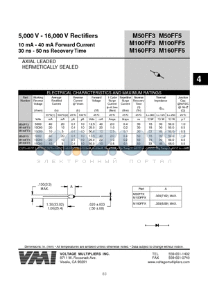 M160FFX datasheet - 5,000 V - 16,000 V Rectifiers