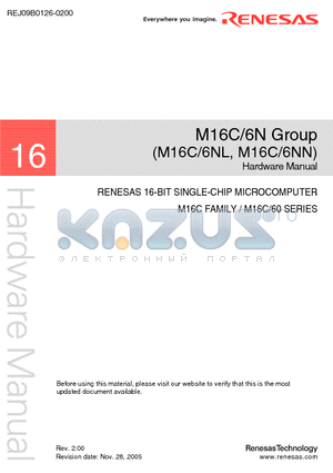 M16C6N datasheet - 16-BIT SINGLE-CHIP MICROCOMPUTER M16C FAMILY / M16C/60 SERIES