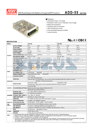 ADD_55_11 datasheet - 55W Dual Output with Battery Charger(USPFunction)