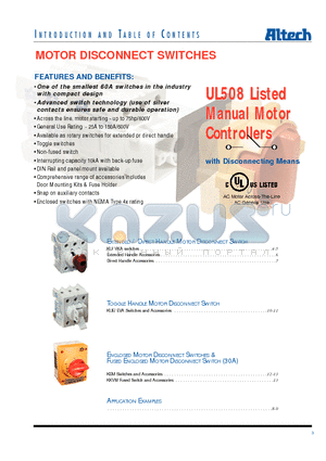 KER3100UL datasheet - Extended/Direct Handle Motor Disconnect Switch