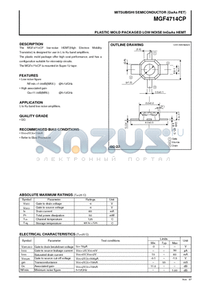 MGF4714CP datasheet - PLASTIC MOLD PACKAGED LOW NOISE InGaAs HEMT