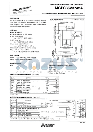 MGFC36V3742A datasheet - 3.7 - 4.2GHz BAND 4W INTERNALLY MATCHED GaAs FET