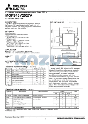 MGFS45V2527A_11 datasheet - 2.7-3.5 GHz BAND / 30W