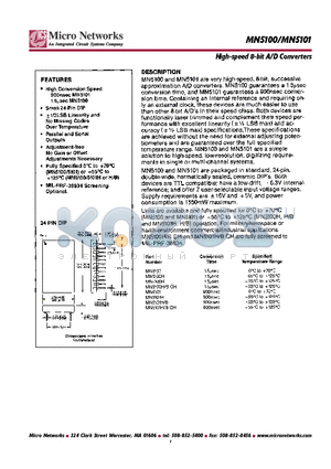 MN5101 datasheet - High-speed 8-bit A/D Converters