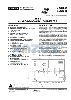 ADS1241E datasheet - 24-Bit ANALOG-TO-DIGITAL CONVERTER