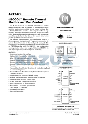 ADT7473ARQZ-1RL datasheet - dBCOOL Remote Thermal Monitor and Fan Control