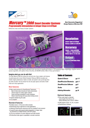 M2000-M20-256-1-L18-T datasheet - Mercury TM2000 Smart Encoder Systems Programmable Interpolation in Integer Steps to 0.078lm