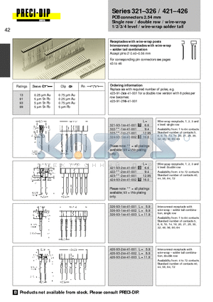 326-93-116-41-001 datasheet - PCB connectors 2.54 mm Single row / double row / wire-wrap 1/2/3/4 level / wire-wrap solder tail