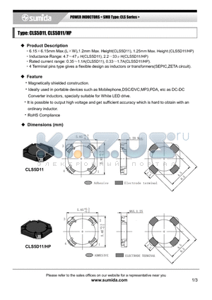 CLS5D11NP-6R8N datasheet - POWER INDUCTORS