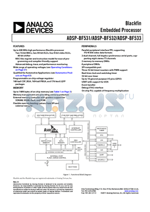 ADSP-BF533SBBC500 datasheet - Blackfin Embedded Processor