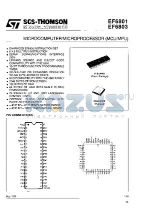 EF6803 datasheet - MICROCOMPUTER / MICROPROCESSOR (MCU/MPU)