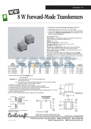 FCT1-50L2SL datasheet - 8 W Forward-Mode Transformers