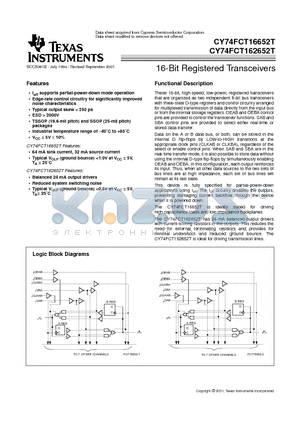 FCT162652CTPVCTG4 datasheet - 16-Bit Registered Transceivers