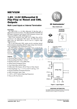 NB7V52M datasheet - 1.8V / 2.5V Differential D Flip-Flop w/ Reset and CML Outputs