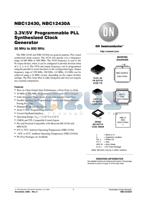 NBC12430A datasheet - 3.3V/5V Programmable PLL Synthesized Clock Generator