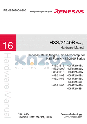 H8S2141B datasheet - Renesas 16-Bit Single-Chip Microcomputer H8S Family/H8S/2100 Series