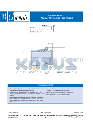 M24758-17C04 datasheet - Adapter for Tapered Pipe Thread