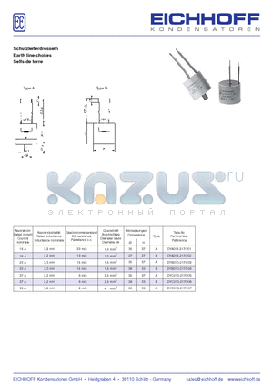 DYC010-205 datasheet - Schutzleiterdrosseln Earth line chokes Selfs de terre