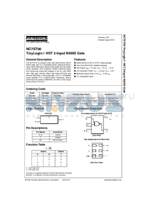 NC7ST00M5X datasheet - TinyLogic HST 2-Input NAND Gate