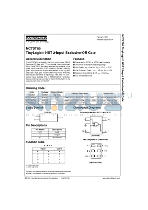 NC7ST86M5X datasheet - TinyLogic HST 2-Input Exclusive-OR Gate