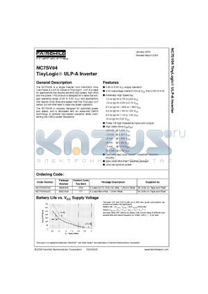 NC7SV04L6X datasheet - TinyLogic ULP-A Inverter