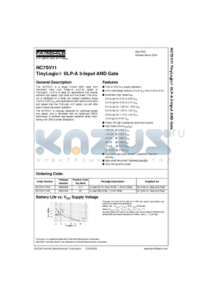 NC7SV11P6X datasheet - TinyLogic ULP-A 3-Input AND Gate