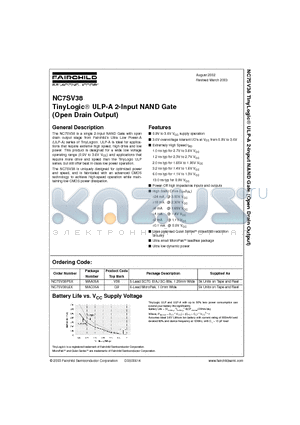 NC7SV38P5X datasheet - TinyLogic. ULP-A 2-Input NAND Gate (Open Drain Output)