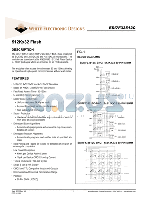 EDI7F33512C datasheet - 512Kx32 Flash