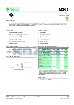 M261 datasheet - Solid State Relay