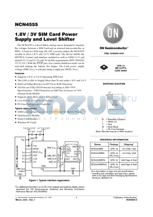 NCN4555MNR2G datasheet - 1.8V / 3V SIM Card Power Supply and Level Shifter