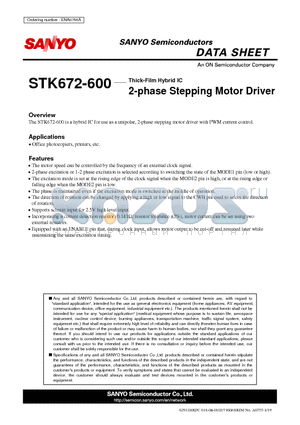 ENA0755A datasheet - Thick-Film Hybrid IC 2-phase Stepping Motor Driver