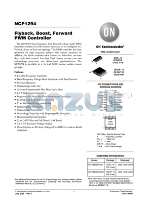NCP1294 datasheet - Flyback, Boost, Forward PWM Controller